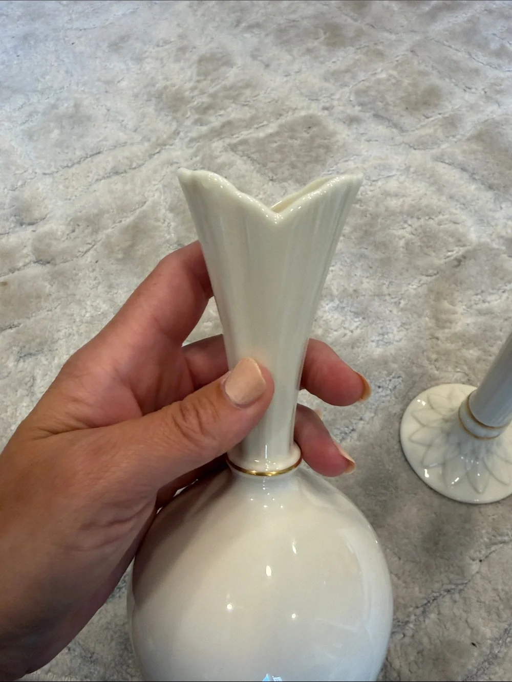 Vintage Lenox White Porcelain Gold Wheat Accent Vases - bud vase Home Decor